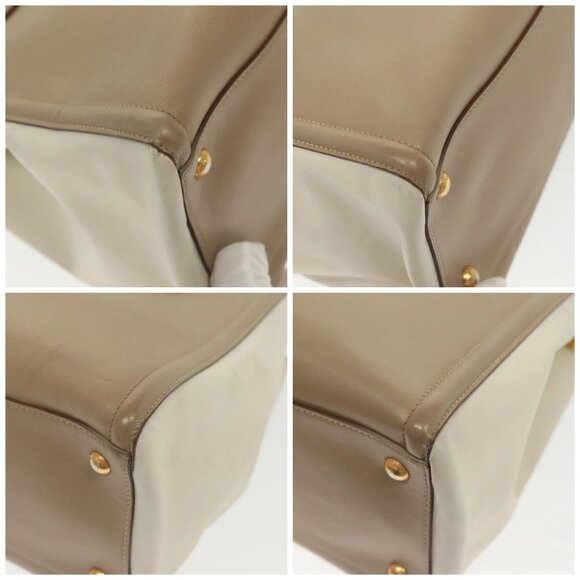PRADA Hand Bag Safiano Leather 2way Beige Gold Auth - Picture 15 of 15